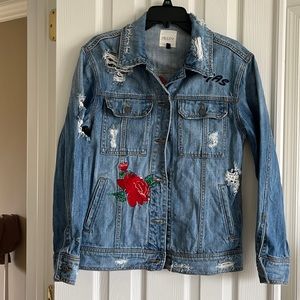 Distress Embroidered Denim Jacket